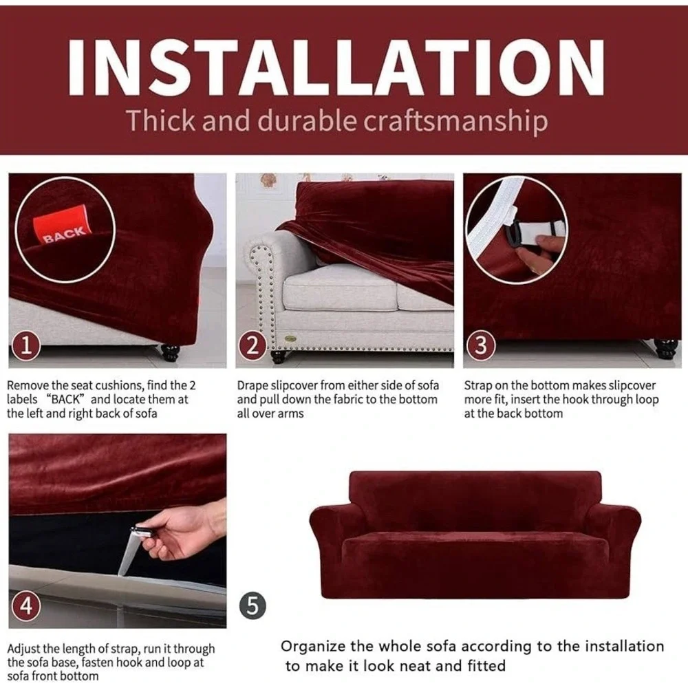 Velvet Stretch Loveseat Cover Couch for 2 Cushion Couch (57